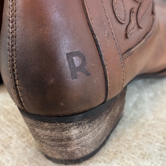 Roan Elsia Western short ankle boot brown leather women size 7 - Picture 5 of 11